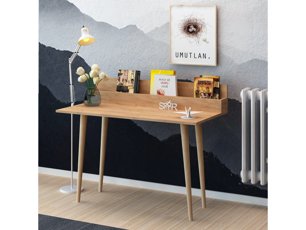 Escritorio de madera "Rammi" con estantes - 100 x 60 x 94 cm - Marrón