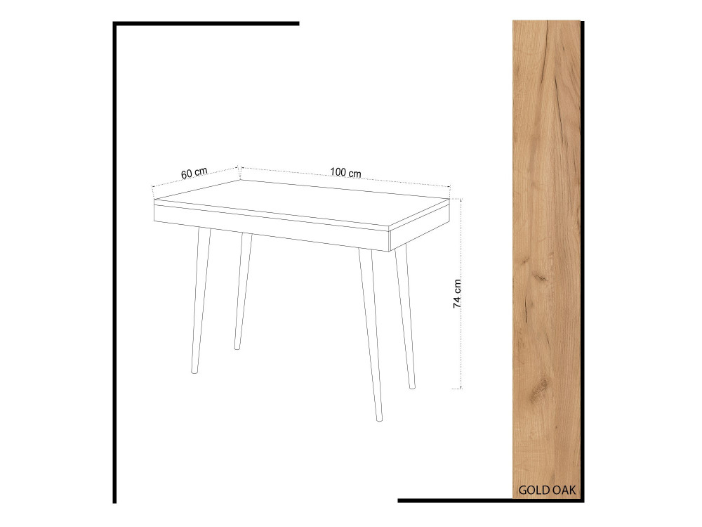 Escritorio de madera "Valencia" - 100 x 60 x 74 cm - Marrón