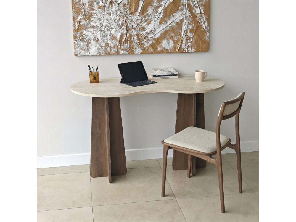 Escritorio de madera "Infini" - 120 x 60 x 75 cm - Travertino