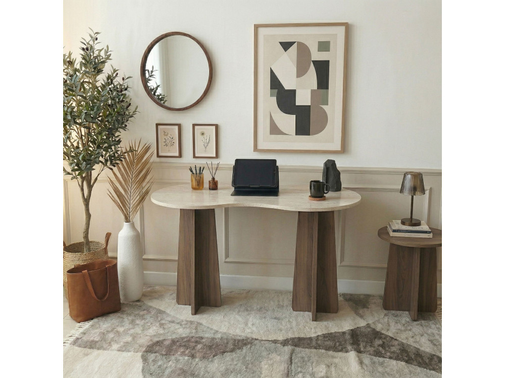 Escritorio de madera "Infini" - 120 x 60 x 75 cm - Travertino