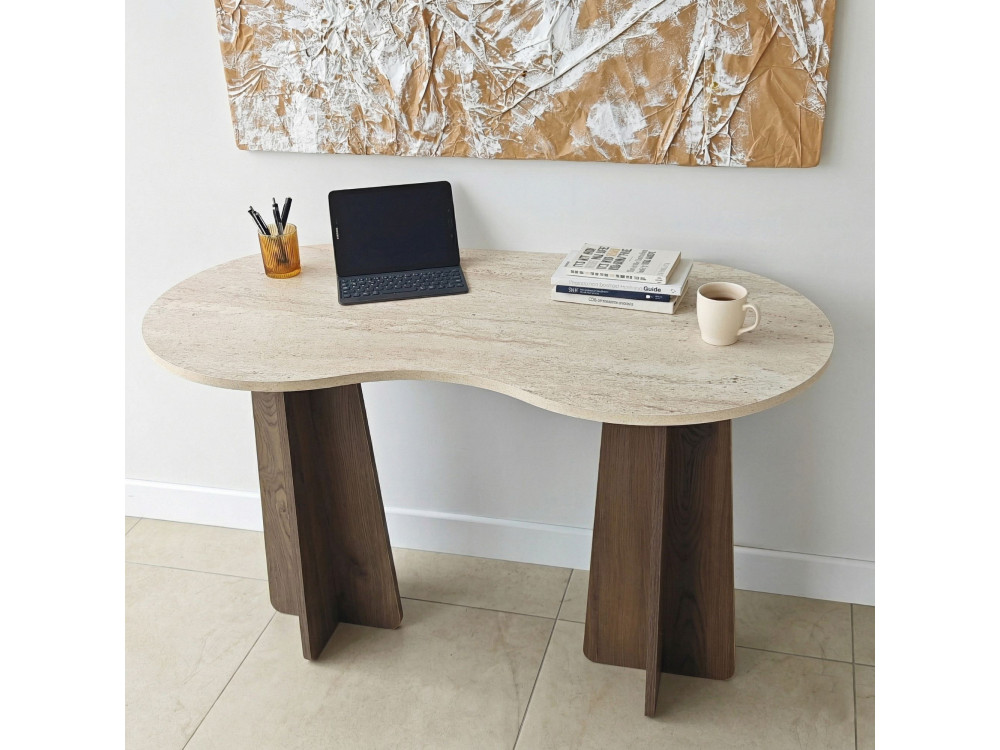 Escritorio de madera "Infini" - 120 x 60 x 75 cm - Travertino