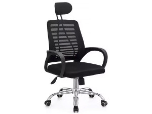 Silla de oficina ergonómica "Sébastien" de altura regulable con reposacabezas - Negra