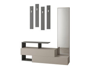Mueble recibidor "Ramda" con espejo de madera - 137 x 35 x 154 cm - Gris antracita