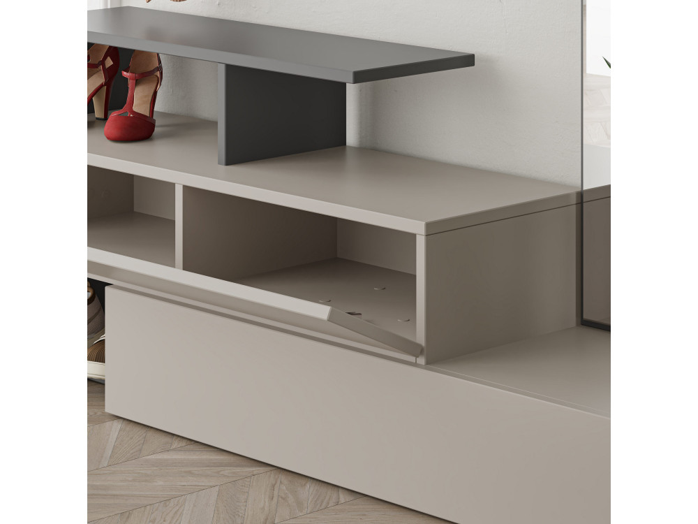 Mueble recibidor "Ramda" con espejo de madera - 137 x 35 x 154 cm - Gris antracita