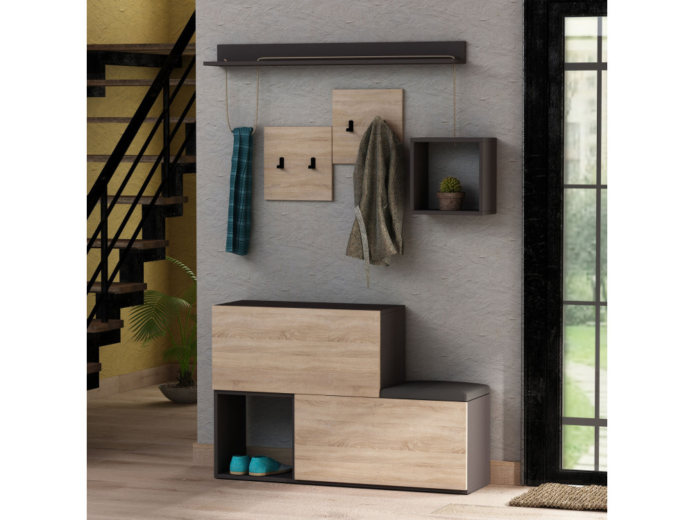 Mueble recibidor de madera "Holdon" - 120 x 32 x 78 cm - Gris antracita