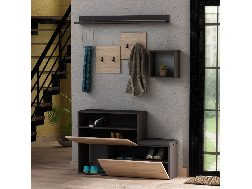 Mueble recibidor de madera "Holdon" - 120 x 32 x 78 cm - Gris antracita