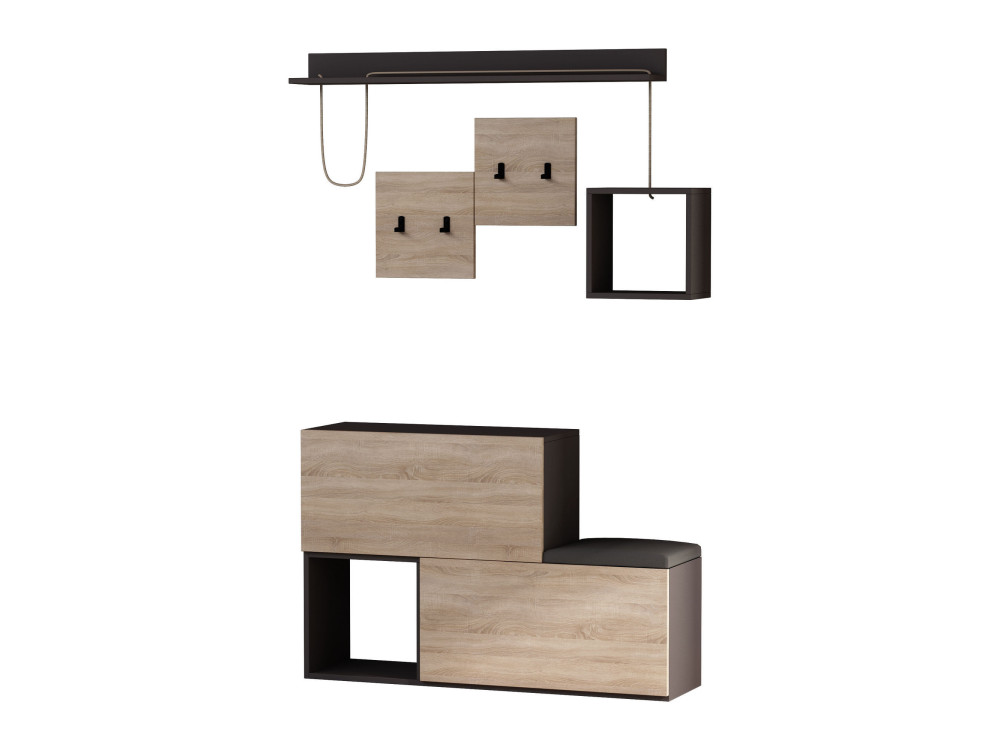 Mueble recibidor de madera "Holdon" - 120 x 32 x 78 cm - Gris antracita