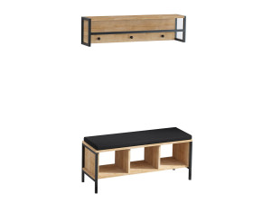 Mueble recibidor "Shana" con asiento de madera - 100 x 35 x 43 cm - Beige