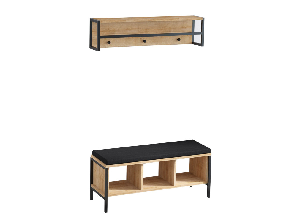 Mueble recibidor "Shana" con asiento de madera - 100 x 35 x 43 cm - Beige