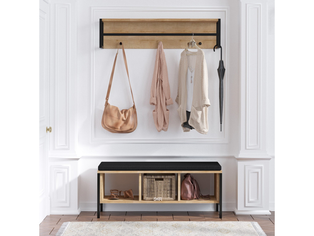 Mueble recibidor "Shana" con asiento de madera - 100 x 35 x 43 cm - Beige