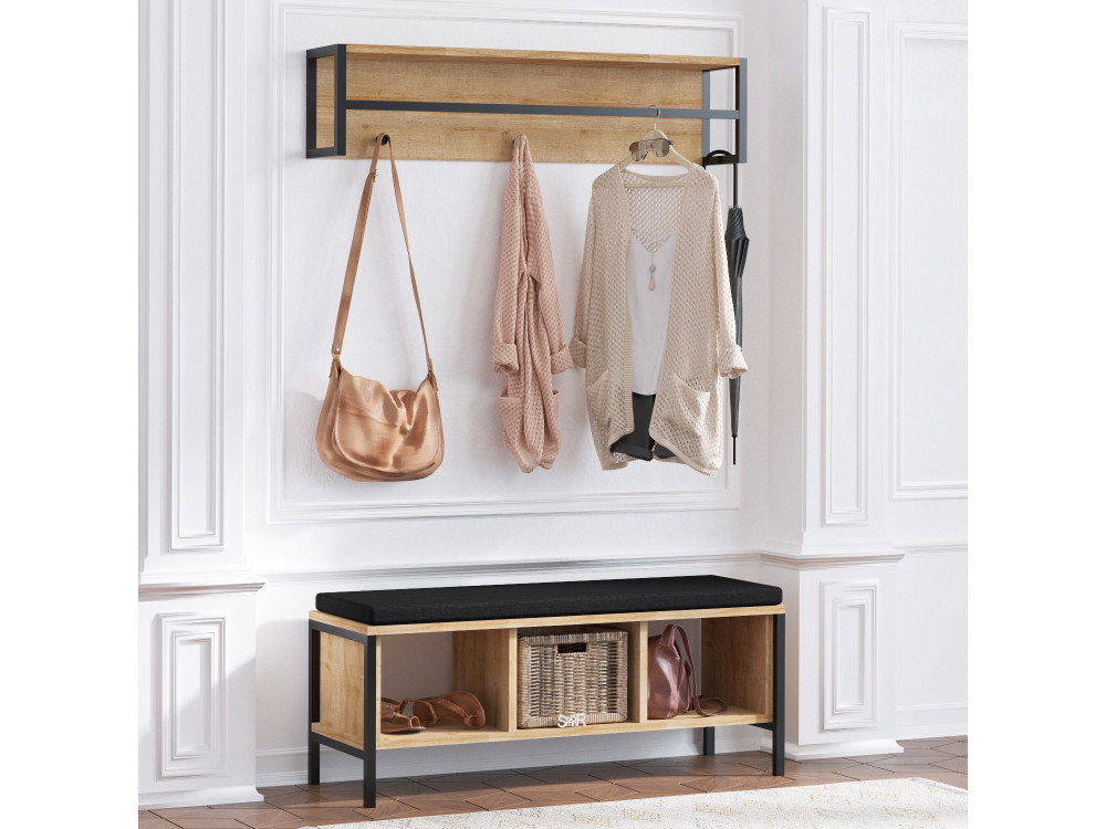 Mueble recibidor "Shana" con asiento de madera - 100 x 35 x 43 cm - Beige