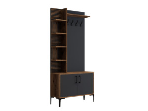 Mueble recibidor de madera "Viyana D" - 90 x 35 x 200 cm - Gris antracita