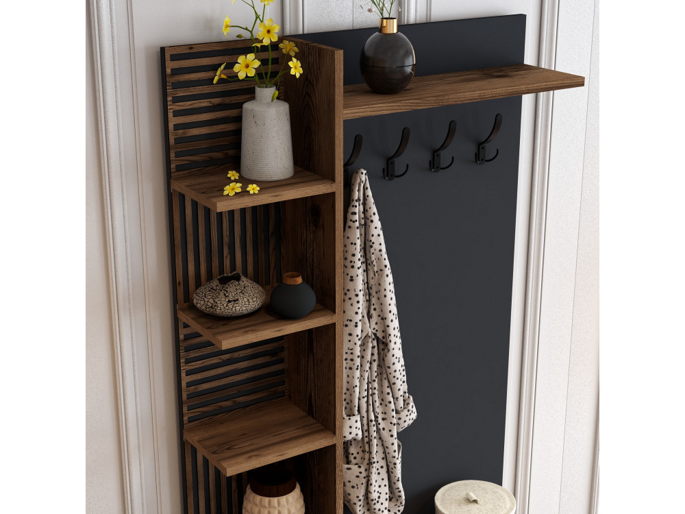 Mueble recibidor de madera "Viyana D" - 90 x 35 x 200 cm - Gris antracita