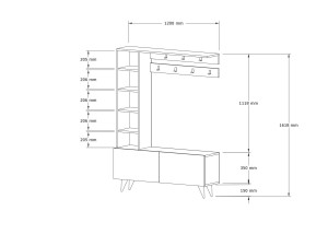 Mueble de recibidor de madera «Hale» - 120 x 32 x 161 cm - Nogal