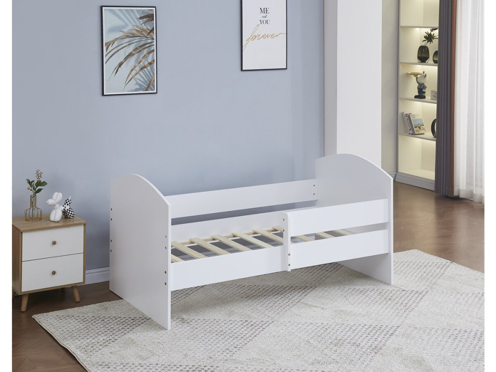 Cama infantil con barrera "Victoria" - Madera - Blanco - 80 x 160 cm
