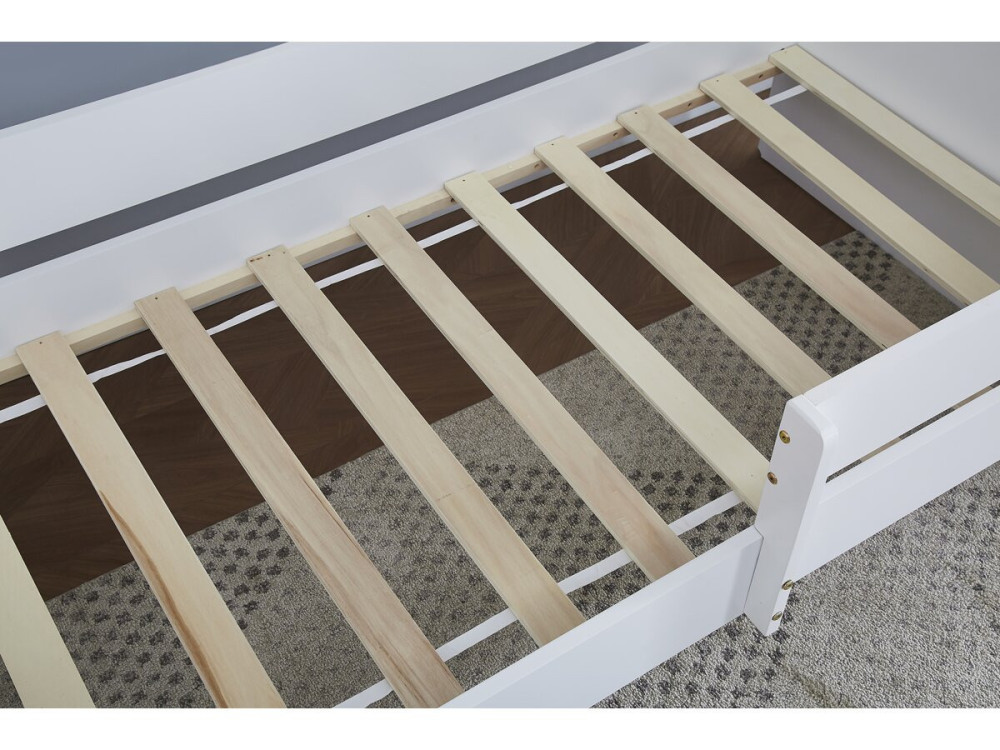 Cama infantil con barrera "Victoria" - Madera - Blanco - 80 x 160 cm