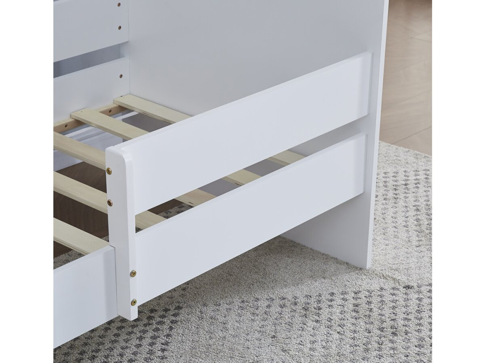 Cama infantil con barrera "Victoria" - Madera - Blanco - 80 x 160 cm