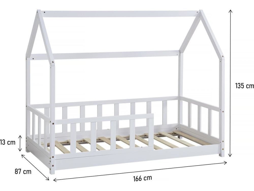 Cama-cabina de madera "Charlotte" - Blanco - 80 x 160 cm