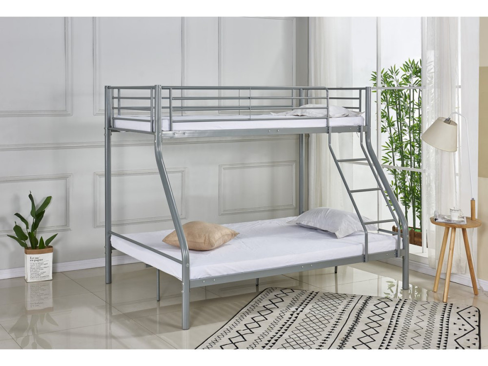 Litera metálica "Leo" incl. somier - 90/140 x 190 cm - Gris