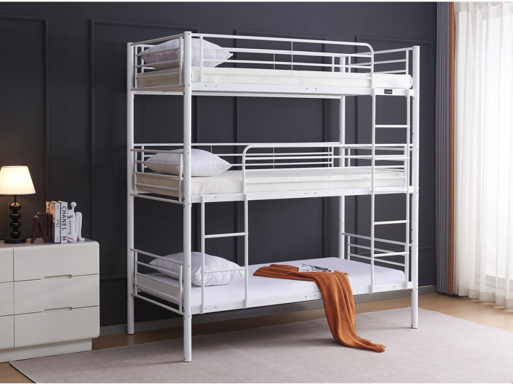 Litera triple metálica "Havin" - 90 x 190 cm - Blanca