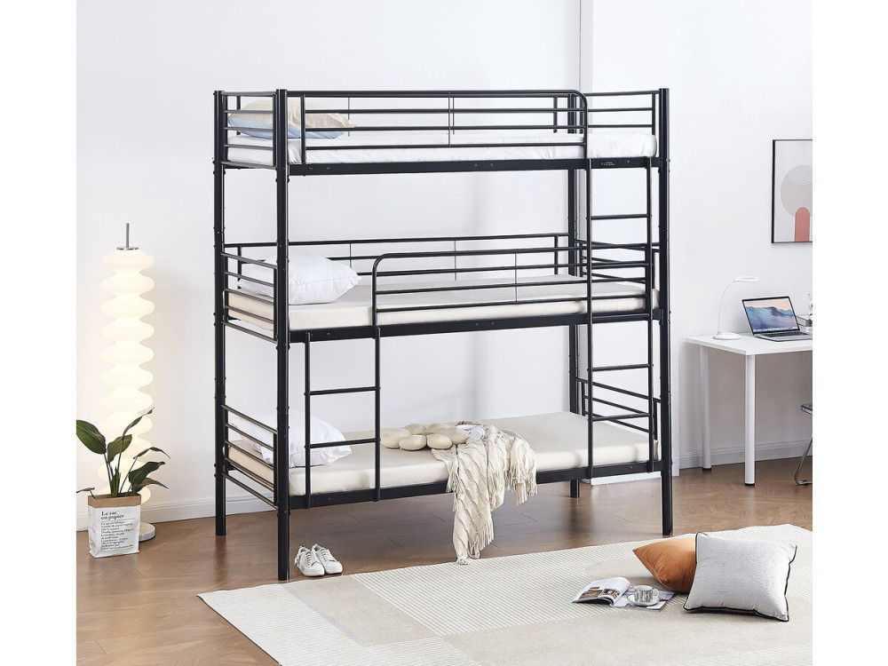 Litera metálica triple "HAVIN" - 90 x 190 cm - Negro