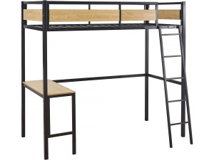 Cama entrepiso “Ethan” con escritorio - 90 x 190 cm - Negro