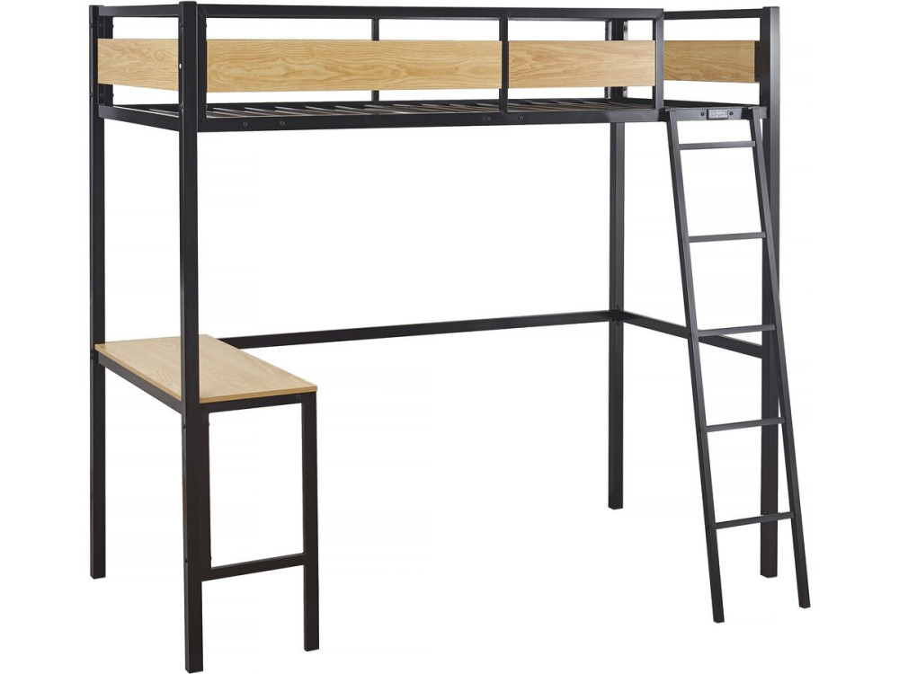 Cama entrepiso “Ethan” con escritorio - 90 x 190 cm - Negro