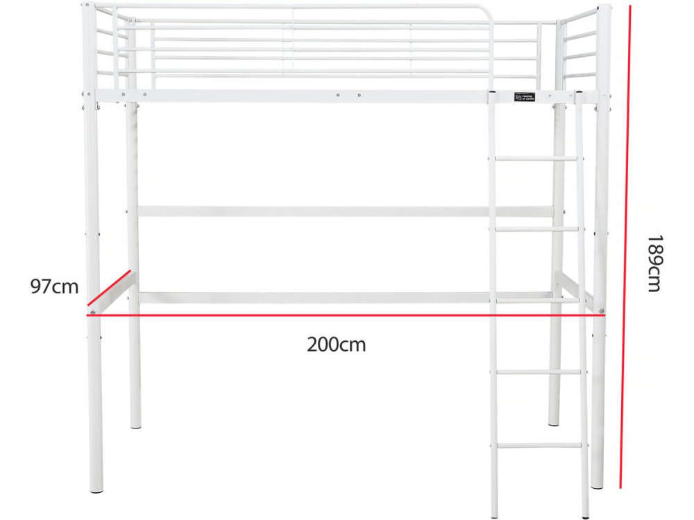 Cama mezzanine "Alora" - 90 x 190 cm - Blanco