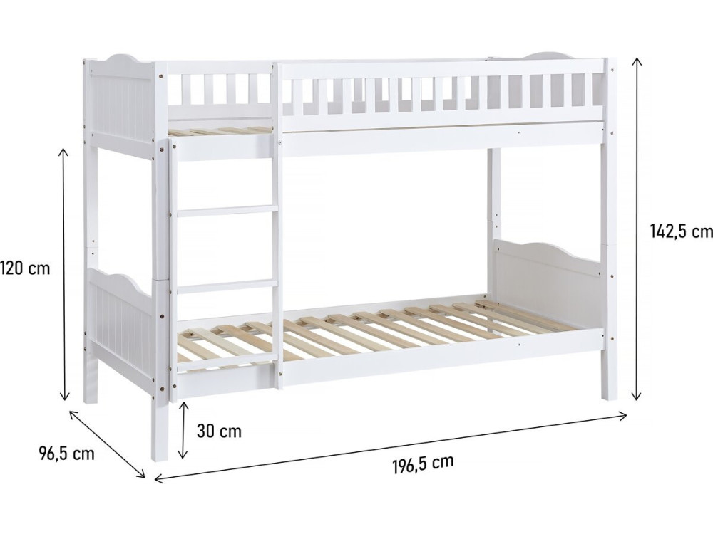 Litera infantil "Gabriel" - Madera - Blanco - 90 x 190 cm