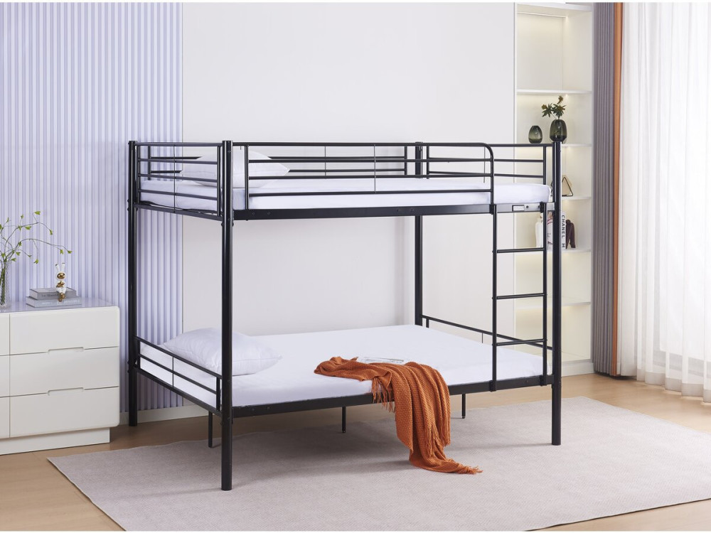 Litera doble "Adam" - Somier incluido - 140 x 190 cm - Negro
