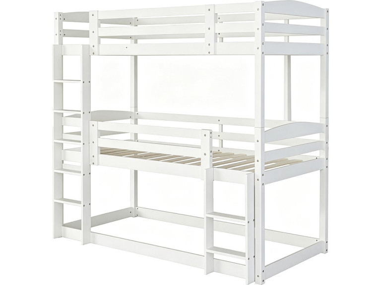 Litera de madera con escalera «Sephora» - 90 x 190 cm - Blanco
