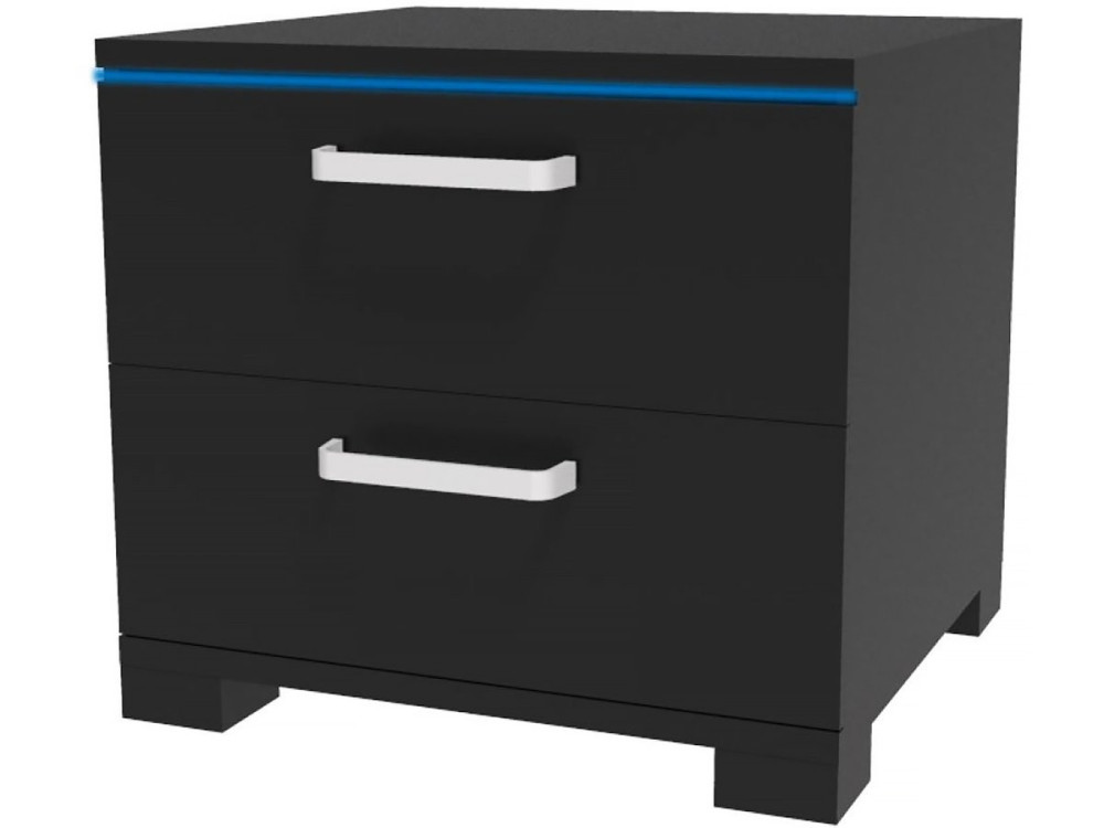 Mesita de noche LED "Karina" - 41 x 38 x 41,5 cm - Tablero de partículas - Negro