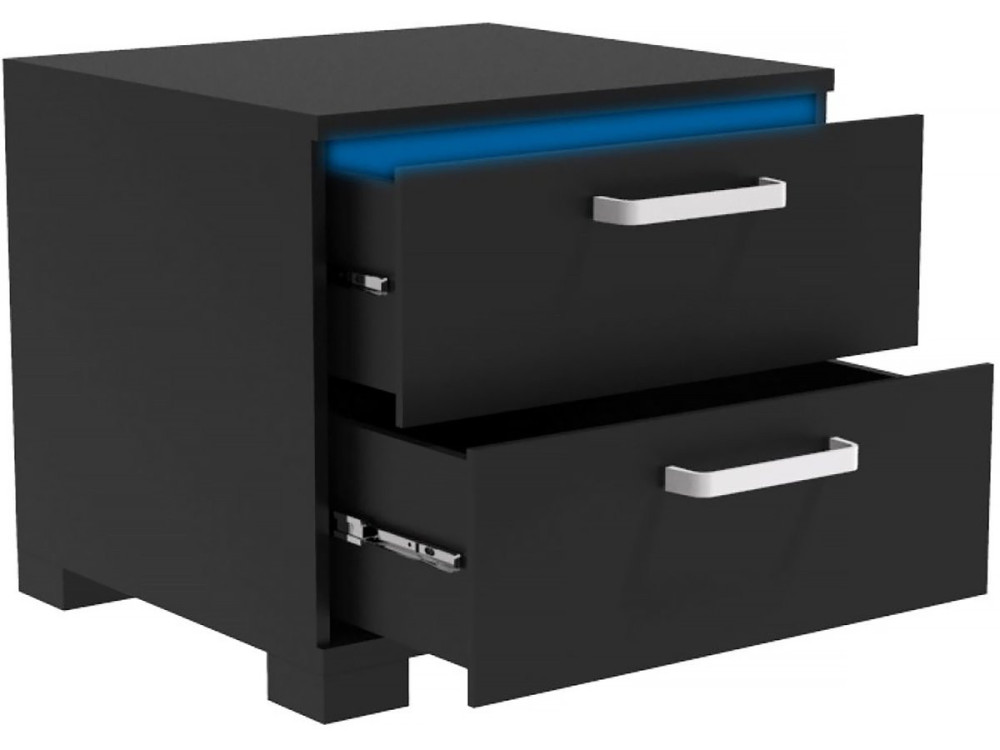Mesita de noche LED "Karina" - 41 x 38 x 41,5 cm - Tablero de partículas - Negro