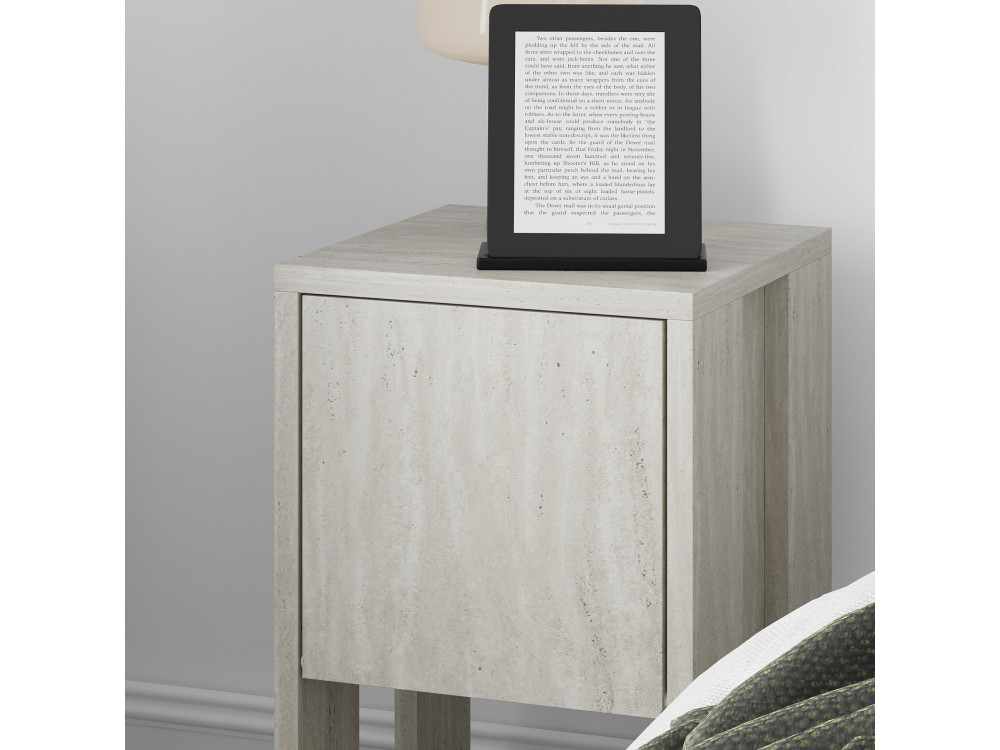 Mesilla de noche de madera "Ema" - 30 x 30 x 55 cm - Travertino