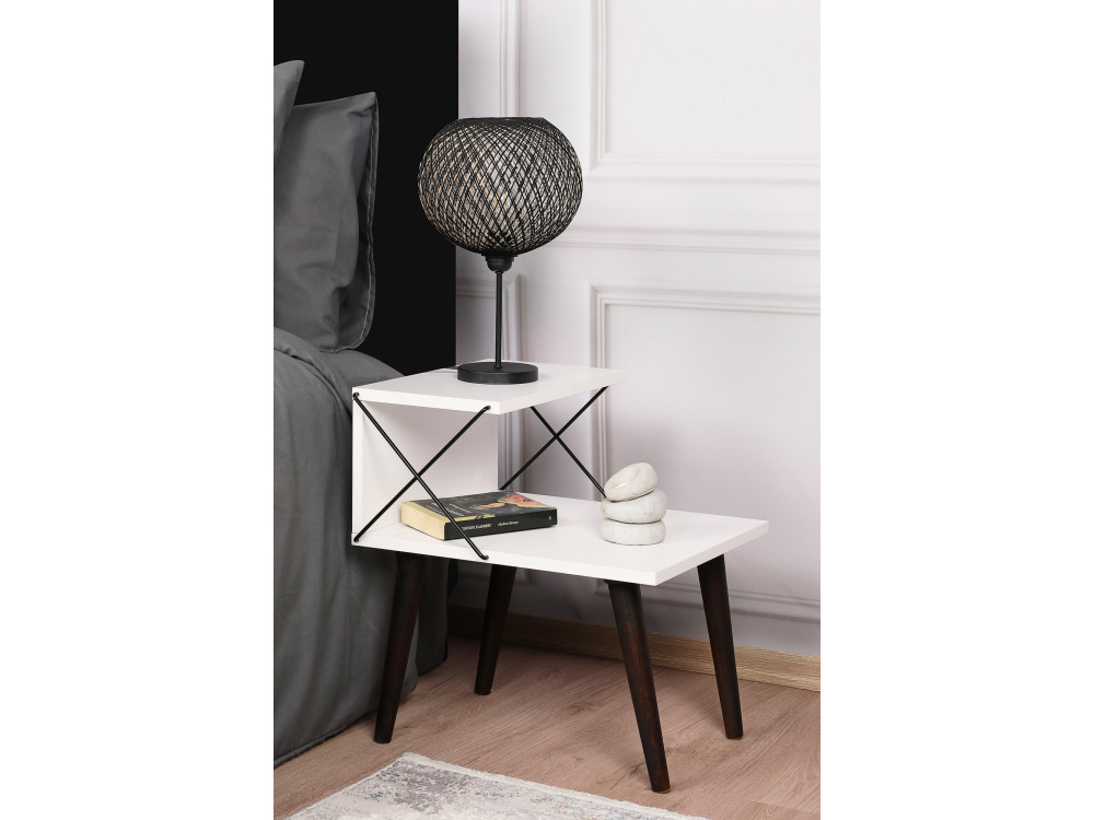 Mesilla de noche de madera "Cross" 50 x 40 x 55 cm - Blanco