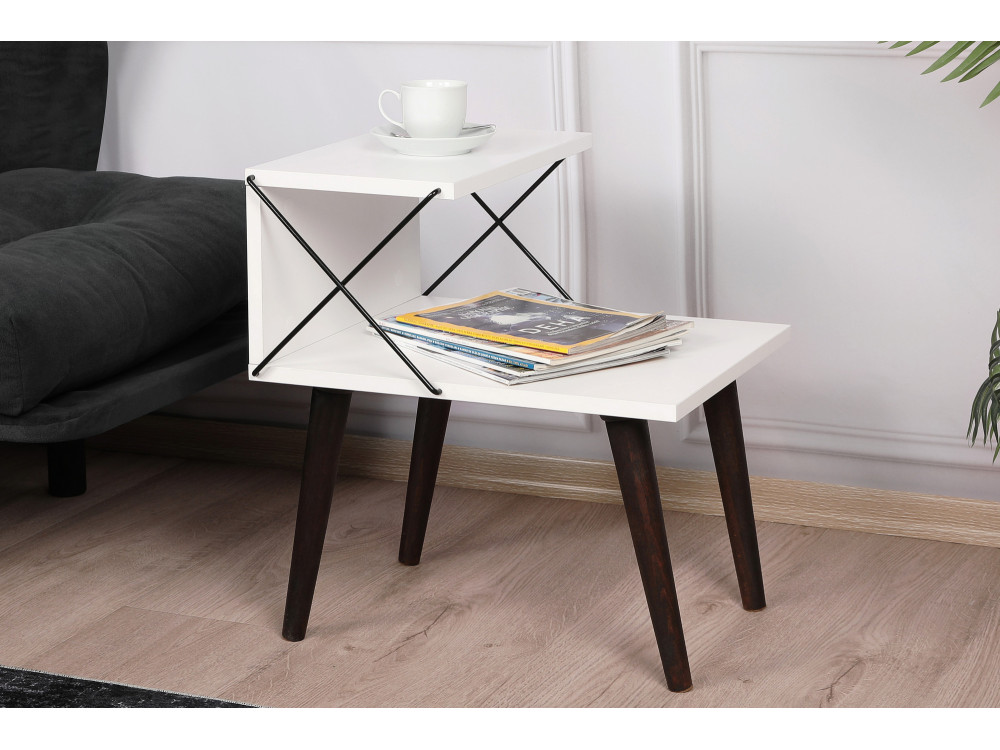 Mesilla de noche de madera "Cross" 50 x 40 x 55 cm - Blanco