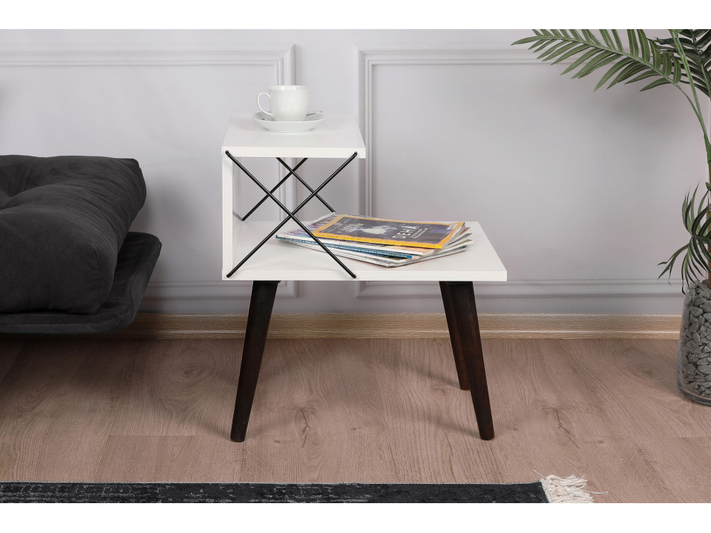 Mesilla de noche de madera "Cross" 50 x 40 x 55 cm - Blanco