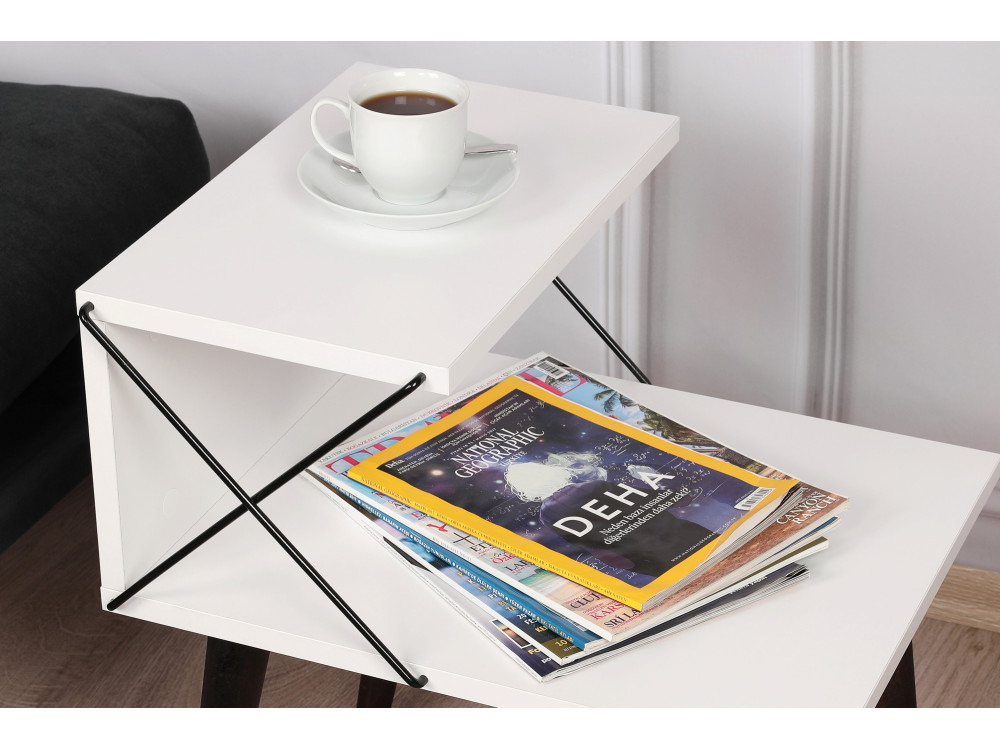 Mesilla de noche de madera "Cross" 50 x 40 x 55 cm - Blanco