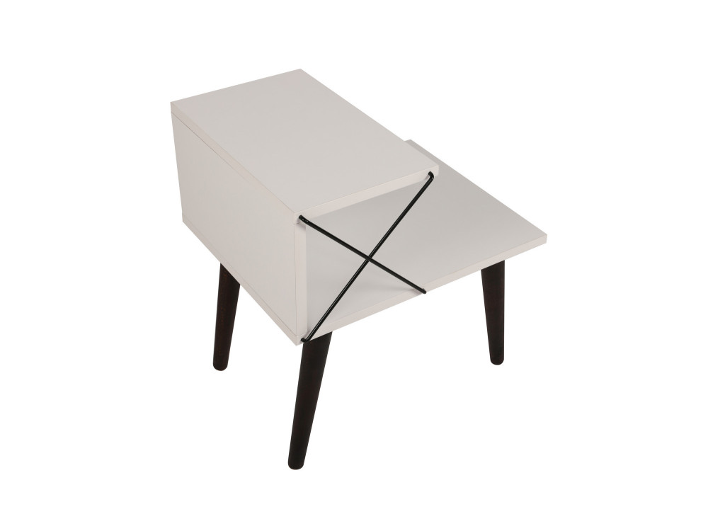 Mesilla de noche de madera "Cross" 50 x 40 x 55 cm - Blanco