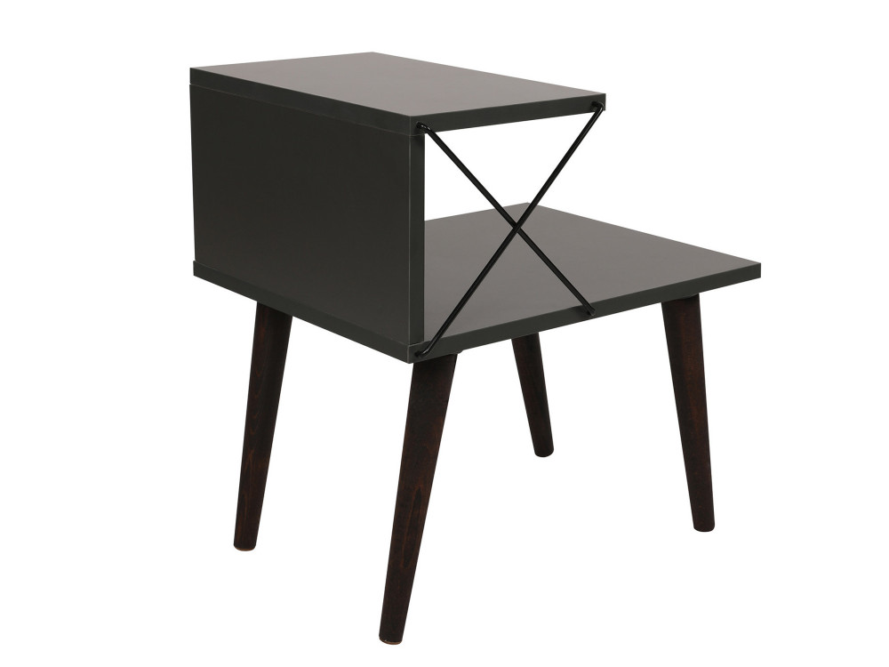 Mesilla de noche de madera "Cross" 50 x 40 x 55 cm - Antracita