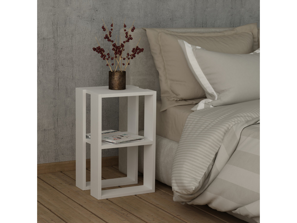 Mesilla de noche de madera "Lonie" 30 x 30 x 55 cm - Blanco