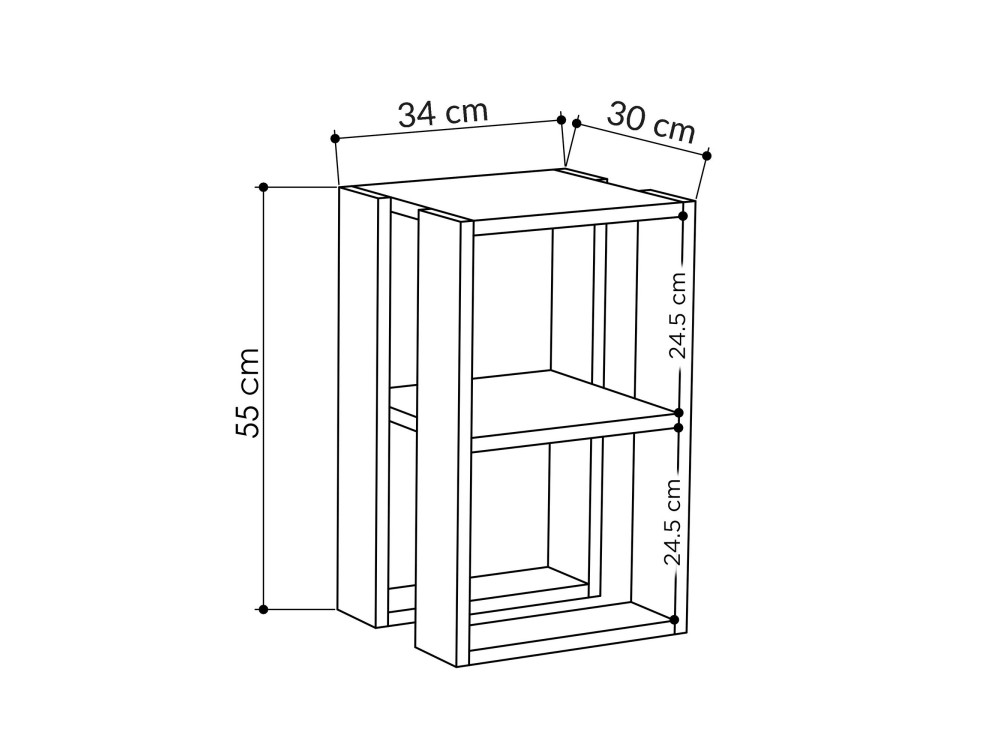 Mesilla de noche de madera "Lonie" 30 x 30 x 55 cm - Blanco
