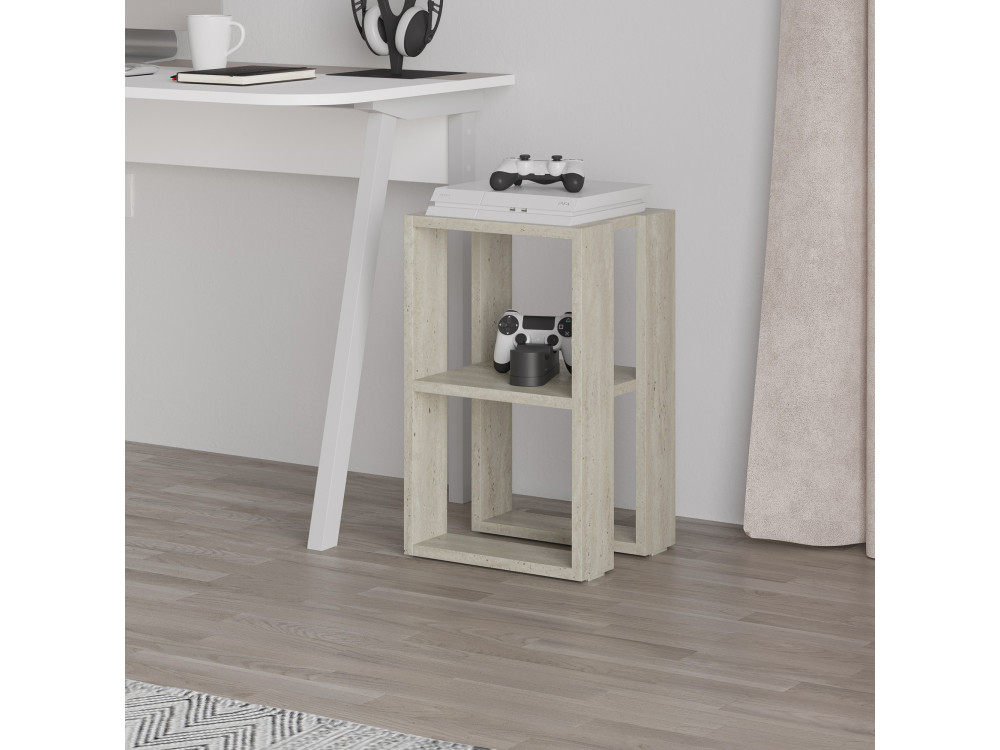 Mesilla de noche de madera "Lonie" 30 x 30 x 55 cm - Travertino