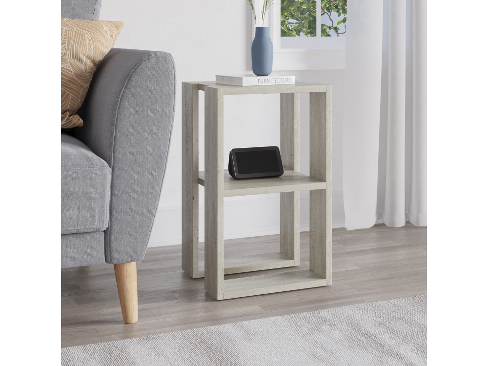 Mesilla de noche de madera "Lonie" 30 x 30 x 55 cm - Travertino