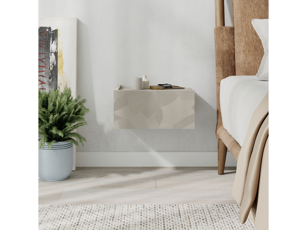 Mesilla de noche de madera "Onda" - 38 x 31 x 18 cm - Beige