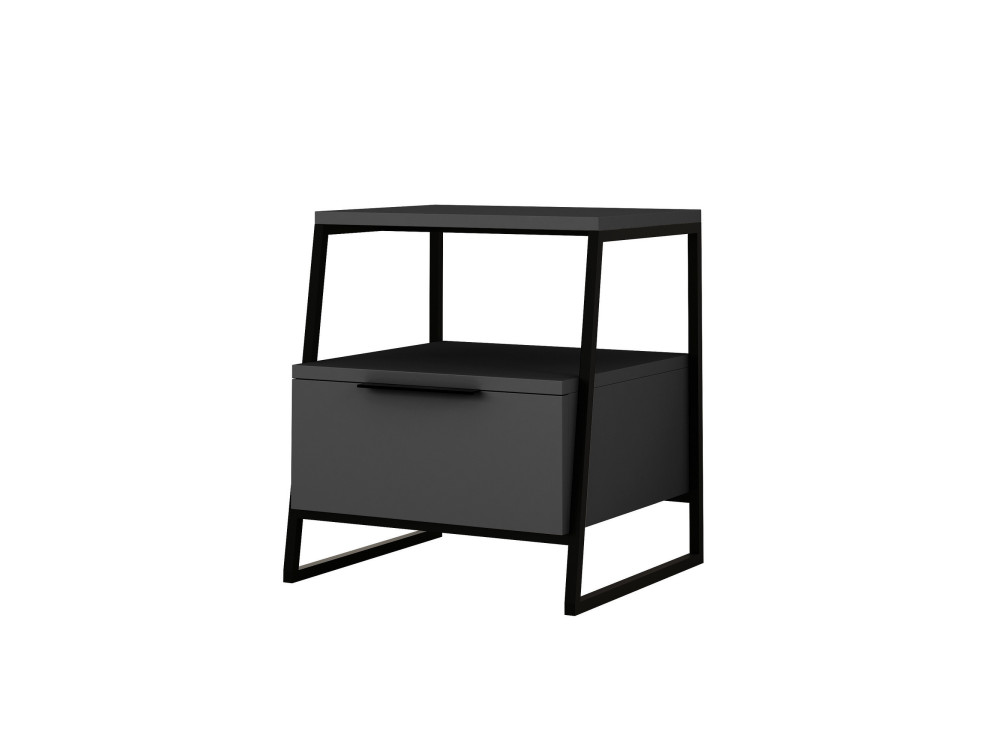 Mesilla de noche de madera "Pal" - 45 x 40 x 50 cm - Gris antracita