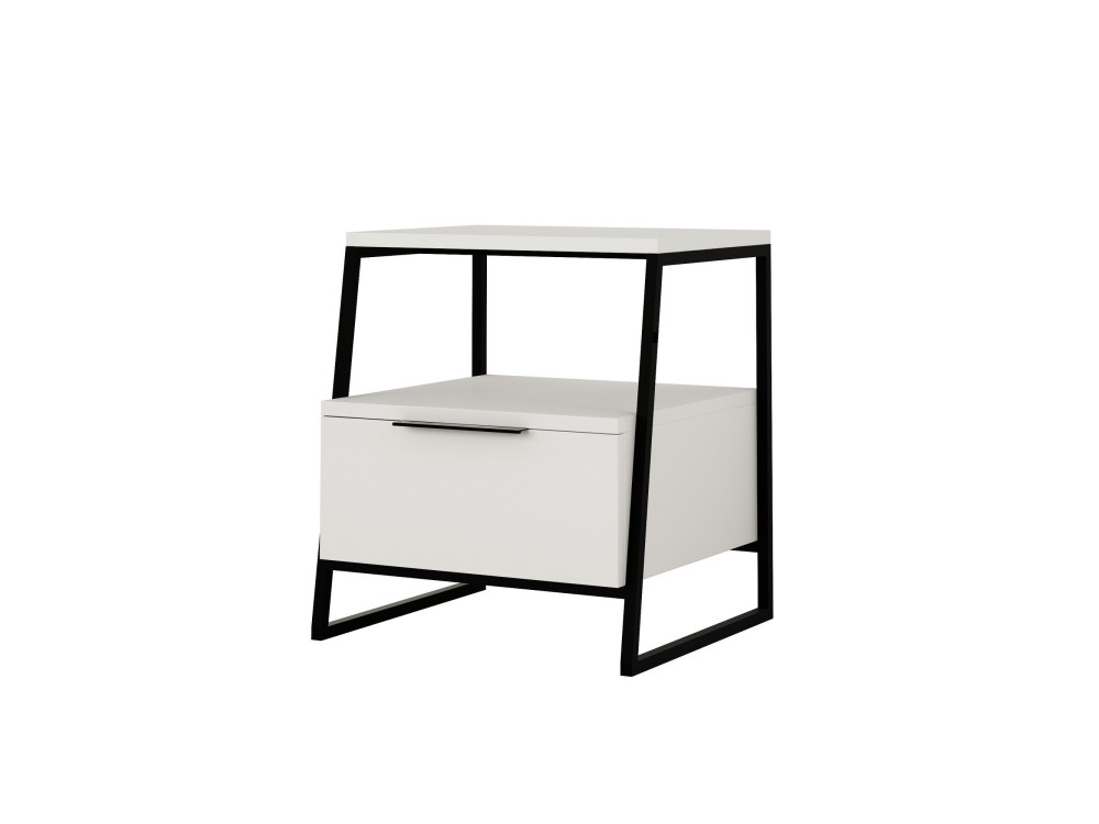 Mesilla de noche de madera "Pal" - 45 x 40 x 50 cm - Blanco