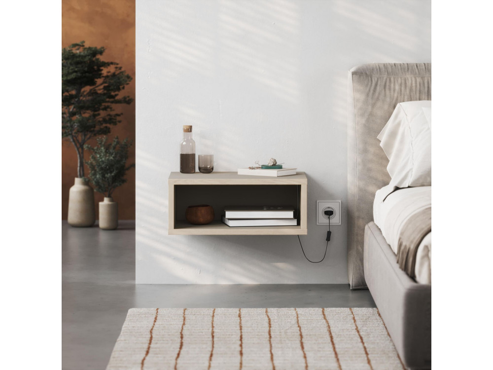 Mesilla de noche de madera "Brik" con luz LED - 45 x 30 x 18 cm - Arenisca