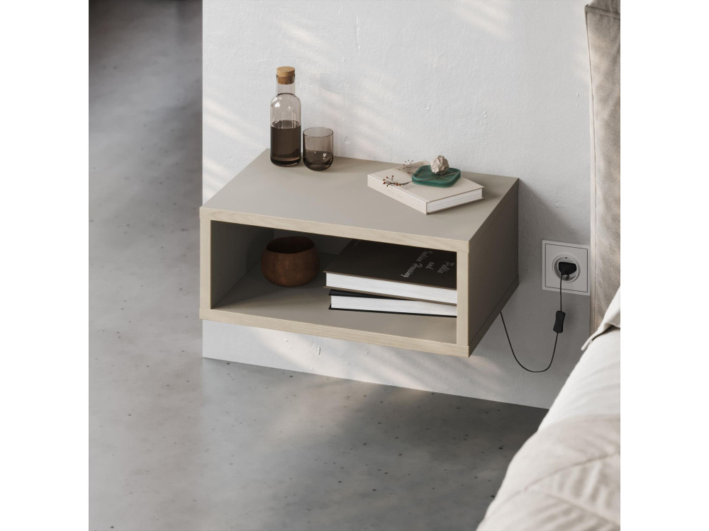 Mesilla de noche de madera "Brik" con luz LED - 45 x 30 x 18 cm - Arenisca
