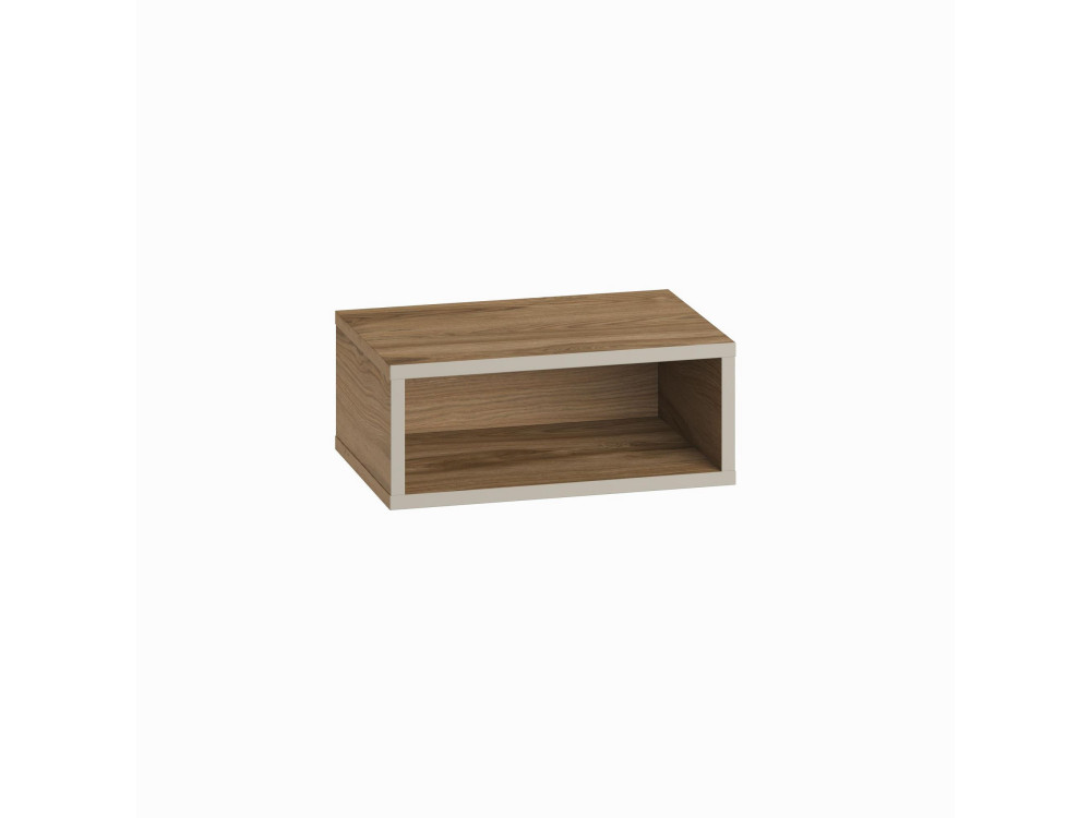 Mesilla de noche de madera "Brik" con luz LED - 45 x 30 x 18 cm - Marrón